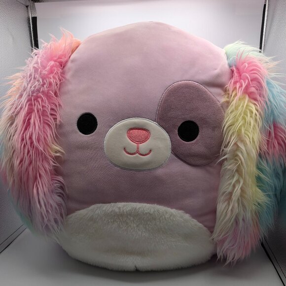 Squishmallows Barb the Dog 16" Plush Light Purple Dog with Floppy Rainbow Ears - Picture 1 of 14